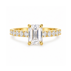 Dezza Vue Mmm(G25)✨GODDEZZ✨1.42ctw Emerald Cut Moissanite Pavé Engagement Ring in Sterling Silver — logo on ring