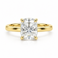 Dezza Vue Mmm(G9)✨GODDEZZ✨3.16ctw Cushion Cut Moissanite w/ Hidden Halo Solitaire Ring in Sterling Silver — logo on ring