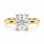 Dezza Vue Mmm(G9)✨GODDEZZ✨3.16ctw Cushion Cut Moissanite w/ Hidden Halo Solitaire Ring in Sterling Silver — logo on ring