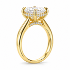 Dezza Vue Mmm(G9)✨GODDEZZ✨3.16ctw Cushion Cut Moissanite w/ Hidden Halo Solitaire Ring in Sterling Silver — logo on ring