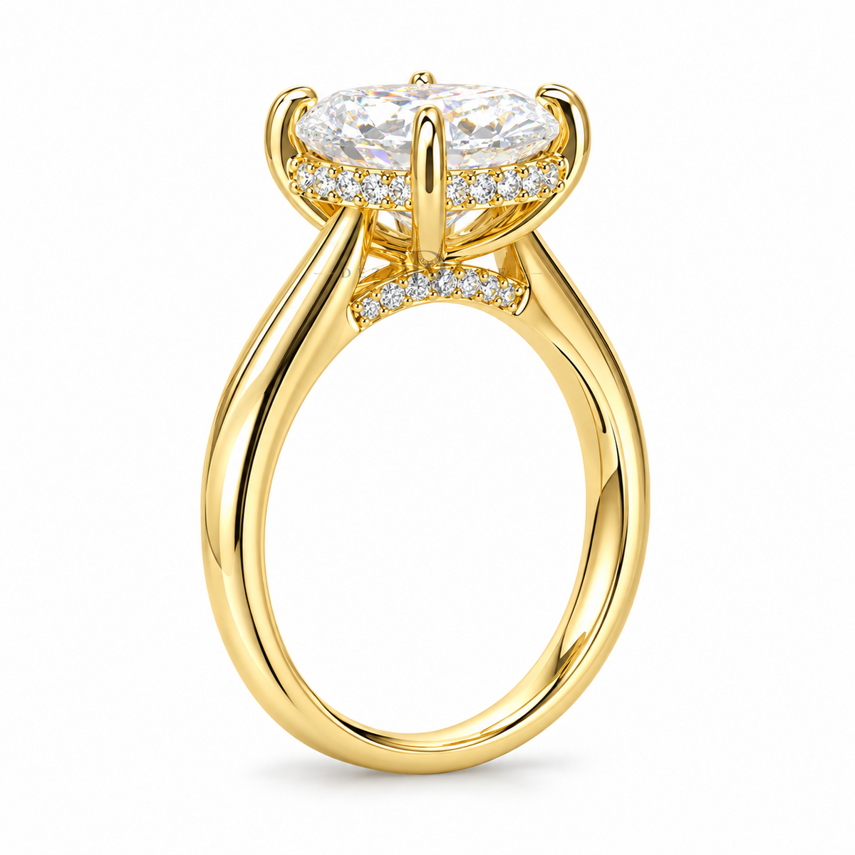 Dezza Vue Mmm(G9)✨GODDEZZ✨3.16ctw Cushion Cut Moissanite w/ Hidden Halo Solitaire Ring in Sterling Silver — logo on ring