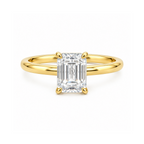 Dezza Vue Mmm(G22)✨GODDEZZ✨2.12ctw Emerald Cut Moissanite w/ Hidden Halo Solitaire Ring in Sterling Silver — logo on ring