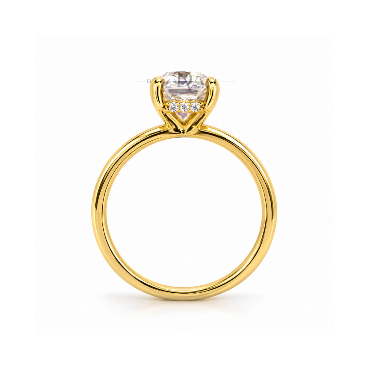 Dezza Vue Mmm(G22)✨GODDEZZ✨2.12ctw Emerald Cut Moissanite w/ Hidden Halo Solitaire Ring in Sterling Silver — logo on ring