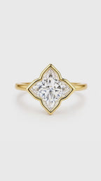 Bloomé Bezel Ring | 3ct Bloom Cut Moissanite Bezel Ring | 14k Gold Vermeil