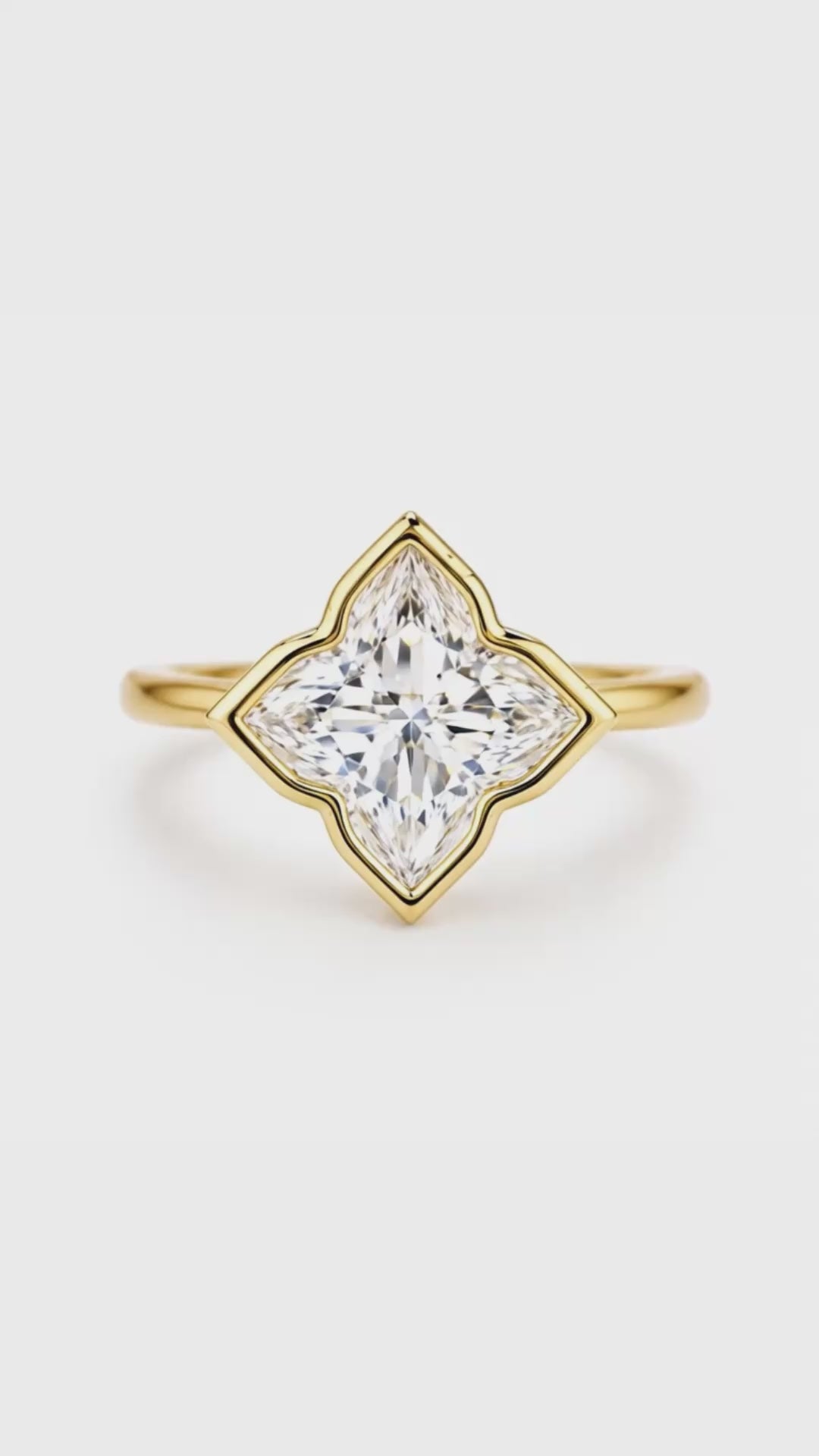 Bloomé Bezel Ring | 3ct Bloom Cut Moissanite Bezel Ring | 14k Gold Vermeil
